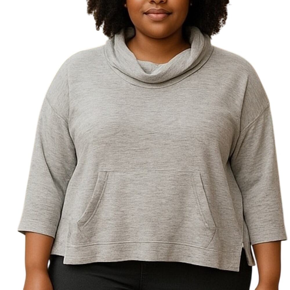 Sonoma Gray Cowl Neck Pullover Sweater XL Oversized Pocket High Low